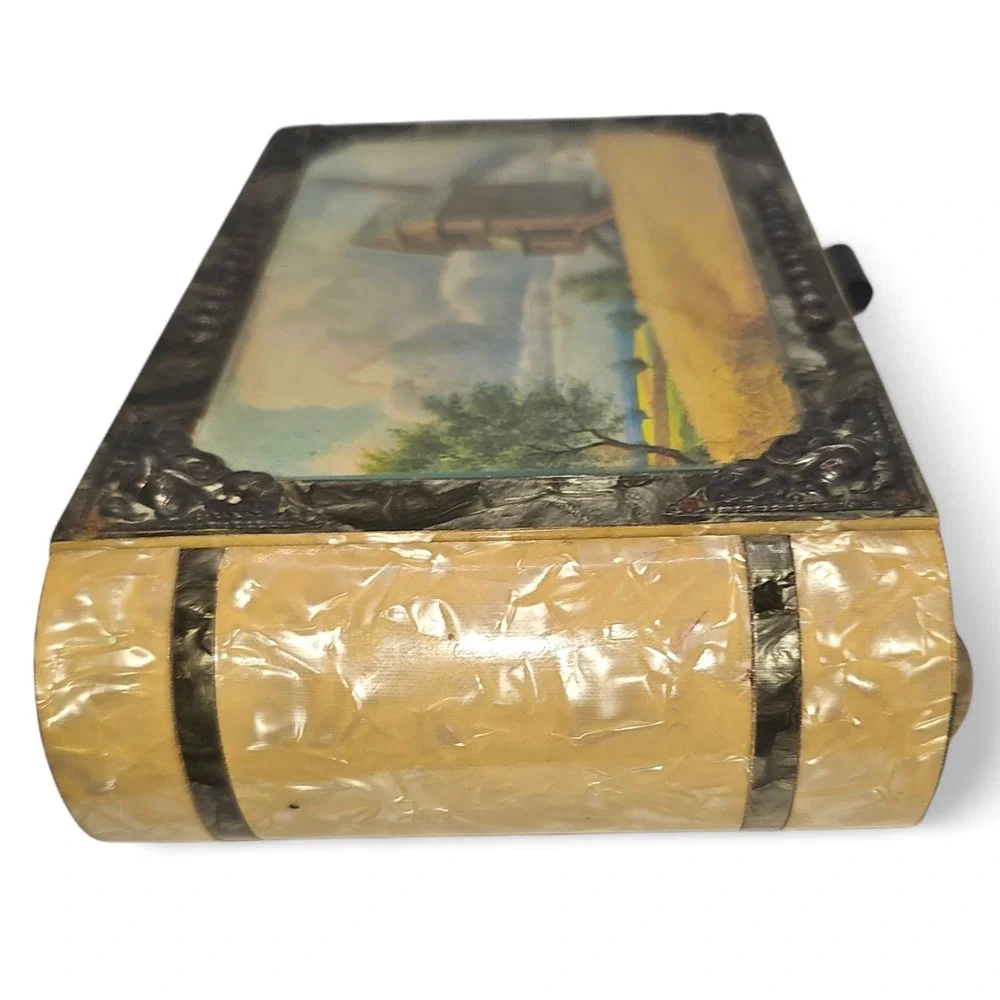 Vintage‎ Musical Jewelry Box Windmill Scene Pearlized Finish - READ DESC